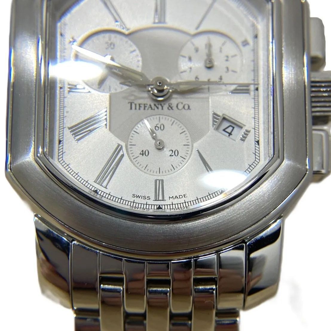 Tiffany & Co. Mark Coupe Chronograph Quartz Storage Bag Silver Date Dial Auth