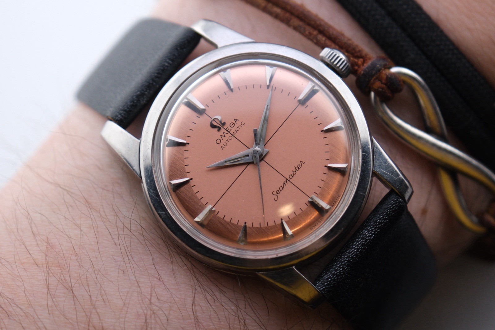 Vint Omega Seamaster Ref. 2846 2848 Cal. 500 34mm Watch Salmon Dial Thick Lugs!