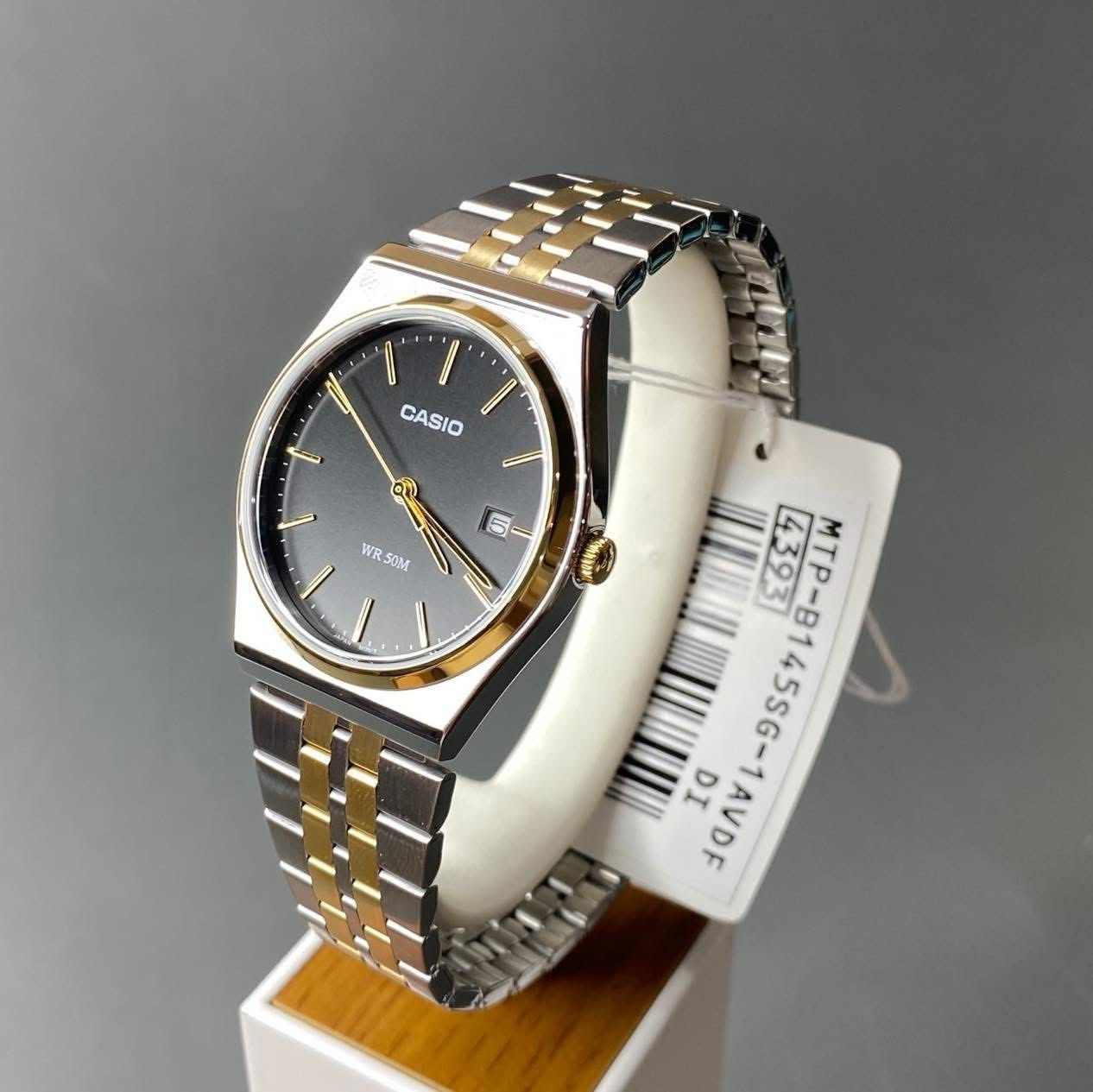 Casio MTP-B145SG-1A Black Analog Two-Tone Gold Stainless Steel Men Classic Watch