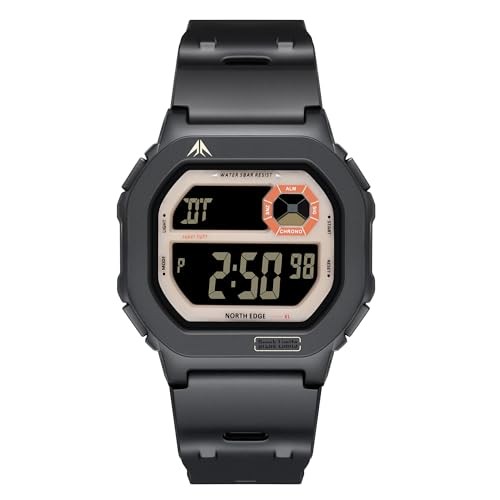 NORTH EDGE Men’s Women’s Digital Watch Water Resistant |TPU Black Rice hue
