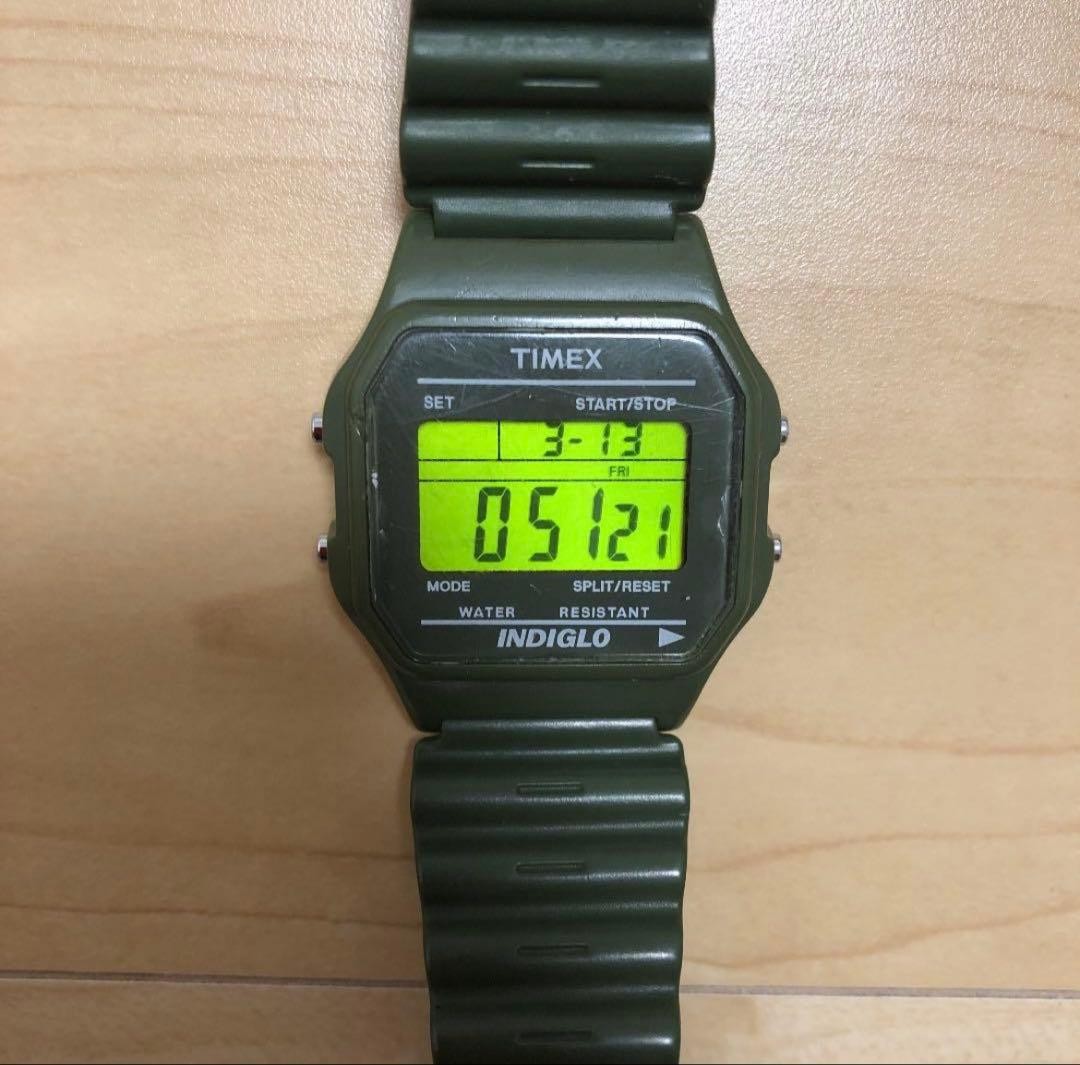 TIMEX Classic Digital Indiglo Khaki Green Rare Color Watch Limited Edition