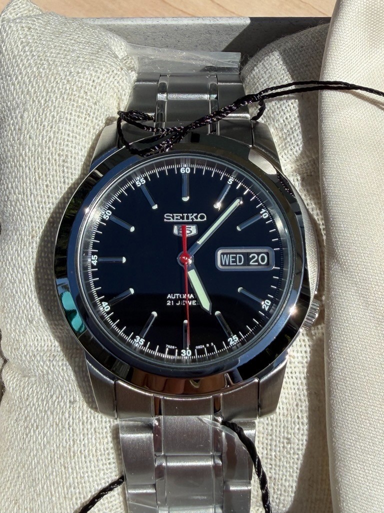 Seiko 5 SNKE53 Men’s Stainless Steel Black Dial Day Date Automatic Watch