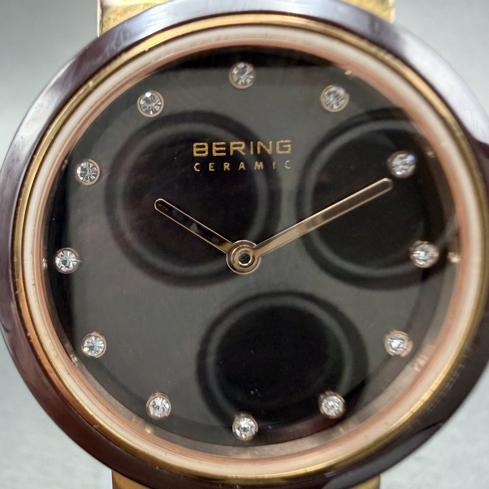 Bering Ceramic Watch Women 29mm MOP dial Rose Gold Tone Round 10729-765 New Batt