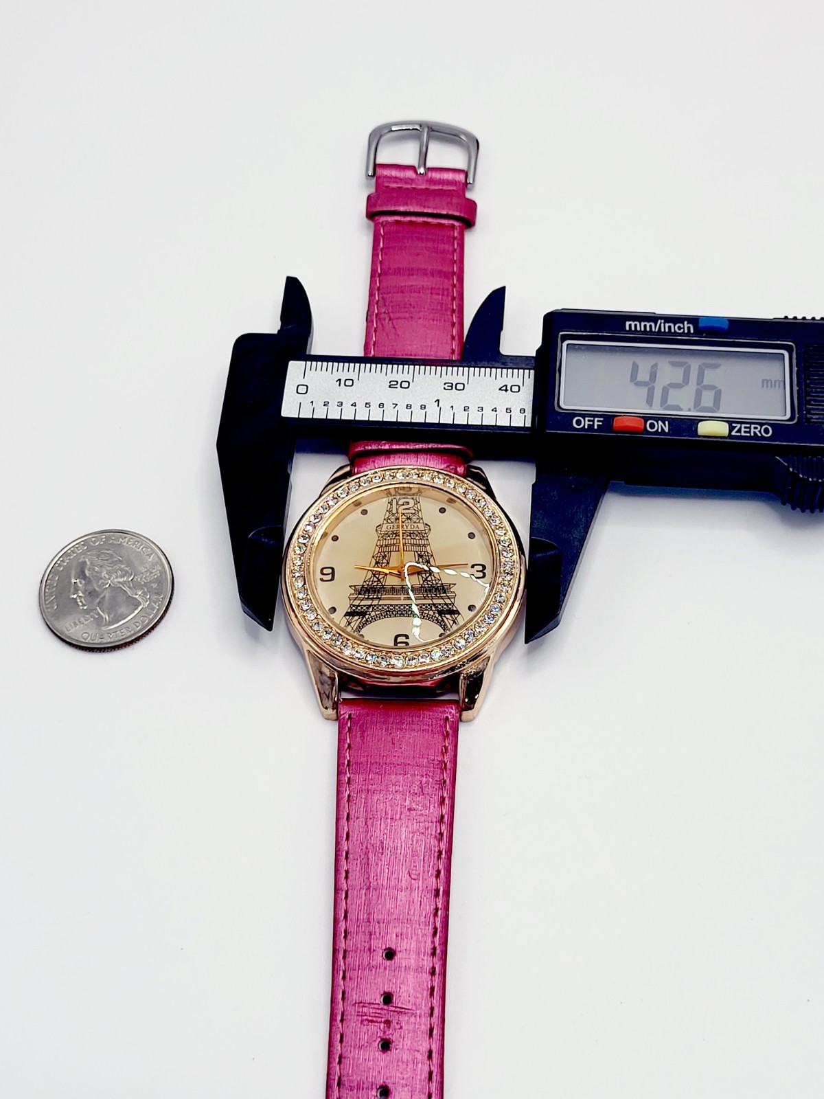 [WORKS] 42mm Eiffel Tower Diamond Bezel Women’s Watch New Battery And Band
