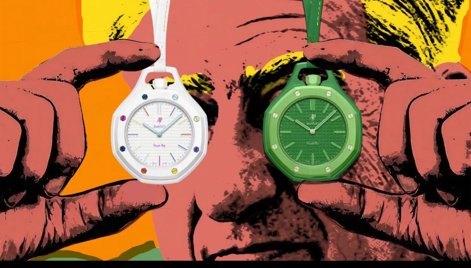 Swatch x Audemars Piguet Royal Pop Otg Roz Pocket Watch… with Wristband