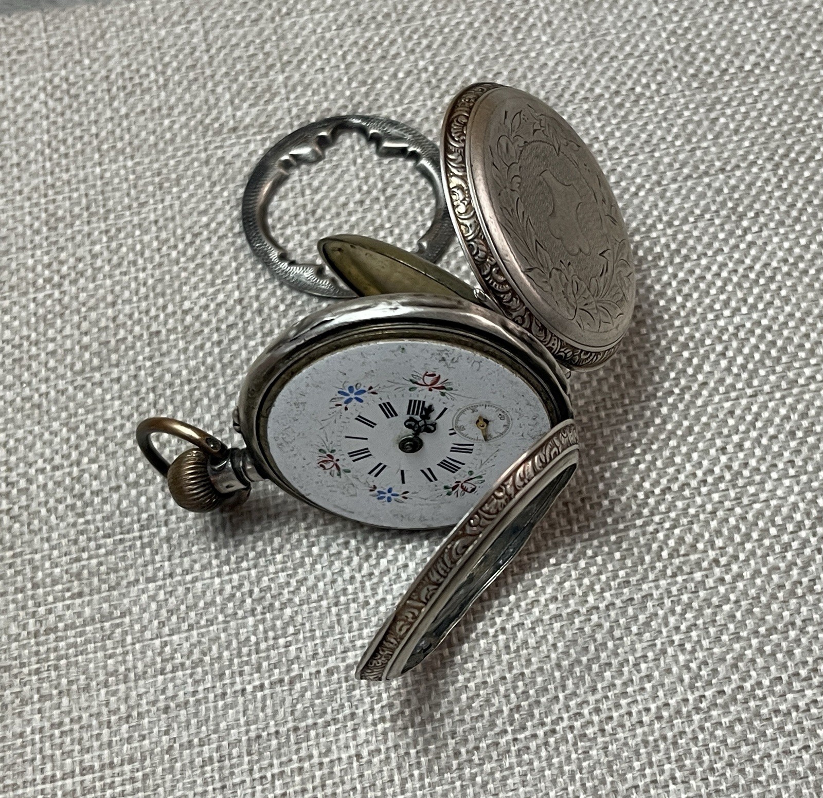 Antique Cylindre 10 Rubis 800 SILVER Pocket Watch ( Parts/Repair )