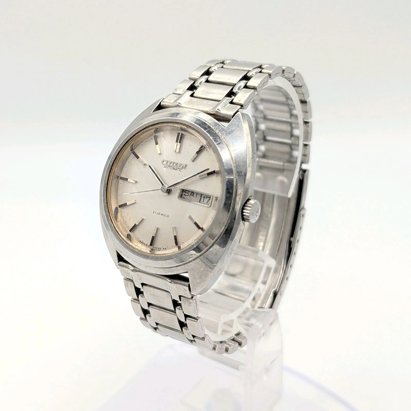CITIZEN 4-650476 Y Watch Automatic Men’s Round Silver 21 Jewels Y2K 00S Vint