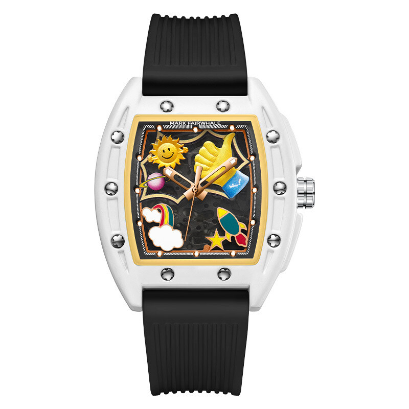 MARK FAIRWHALE Men’s Tonneau Hollow Out Luminous Mechanical Automatic Watch Gift