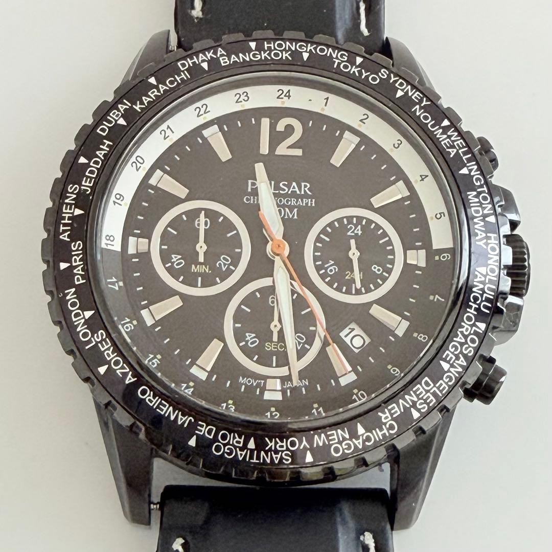 SEIKO PULSAR Chronograph Men’s Quartz Watch Black Used Japan