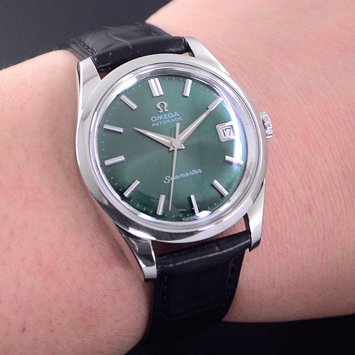 VINTAGE OMEGA SEAMASTER AUTOMATIC EMERALD DIAL DATE DRESS MEN’S WATCH