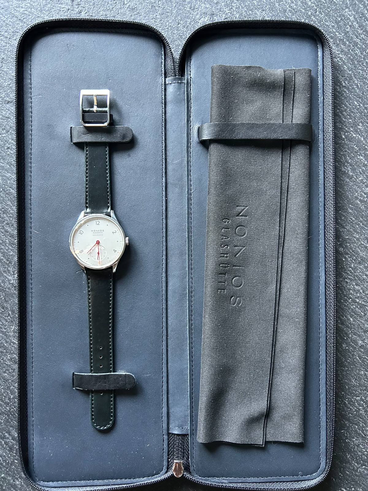 NOMOS Minimatik 1203/3413 automatic with papers and new authentic strap, 35.5mm