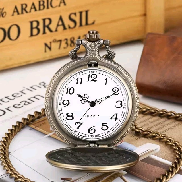 Lady Liberty Pocket Watch – Double Sided Face – US Eagle Design