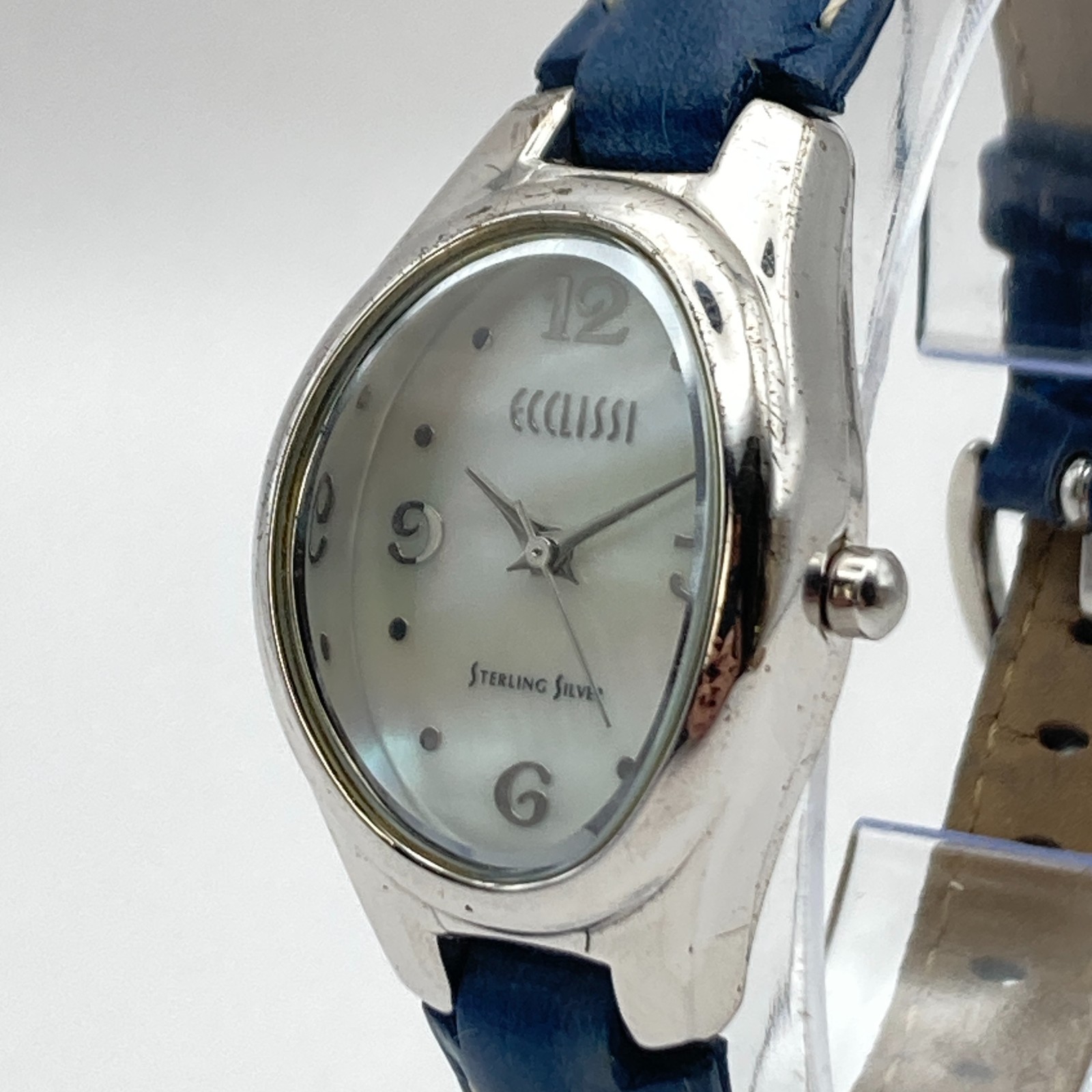 Ecclissi Women’s Watch 24mm Sterling Silver 925 MOP Dial Leather New Battery 8″