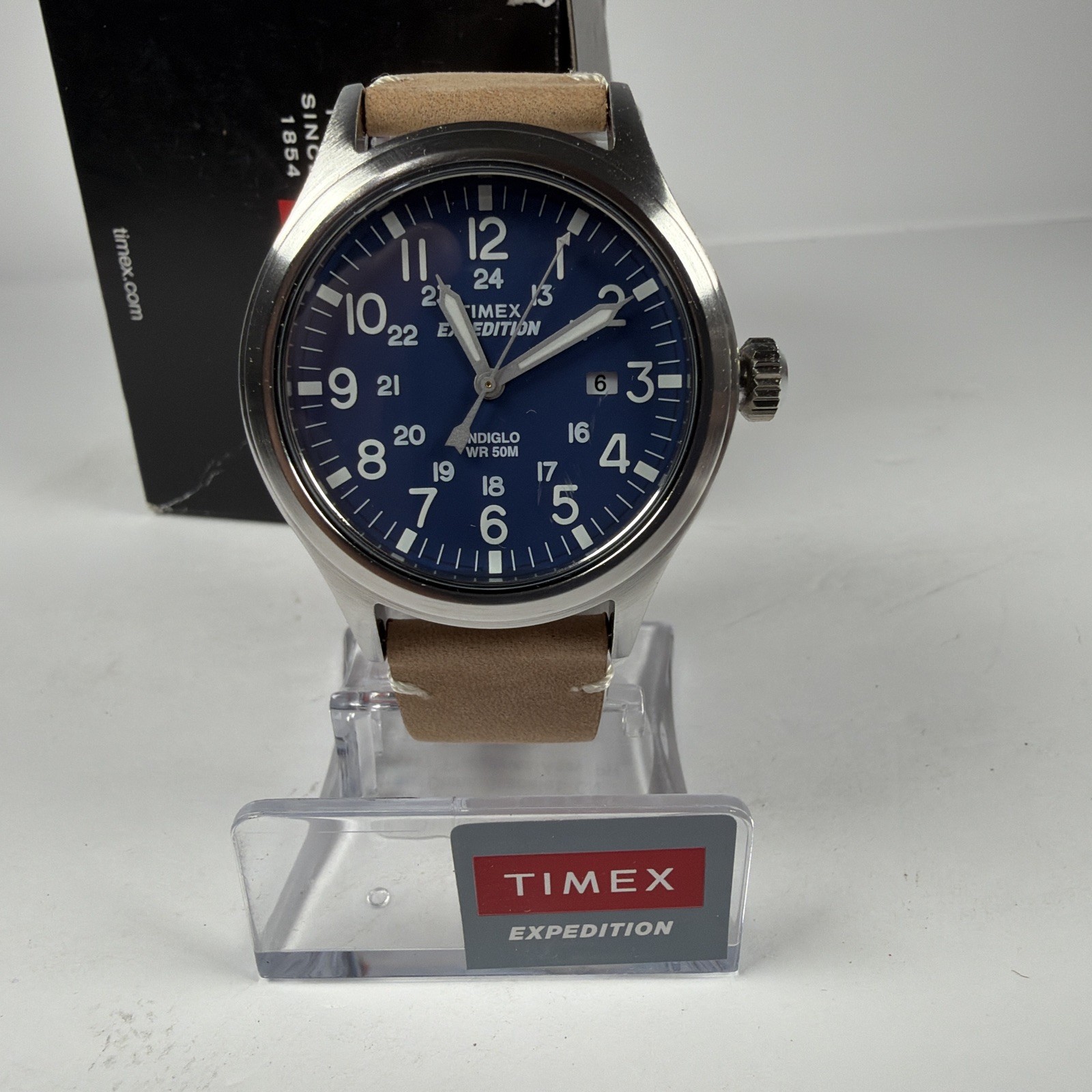 TIMEX EXPEDITION INDIGLO TW4B01800 WR 50M BLUE/BROWN MILITARY FIELD MEN’S WATCH