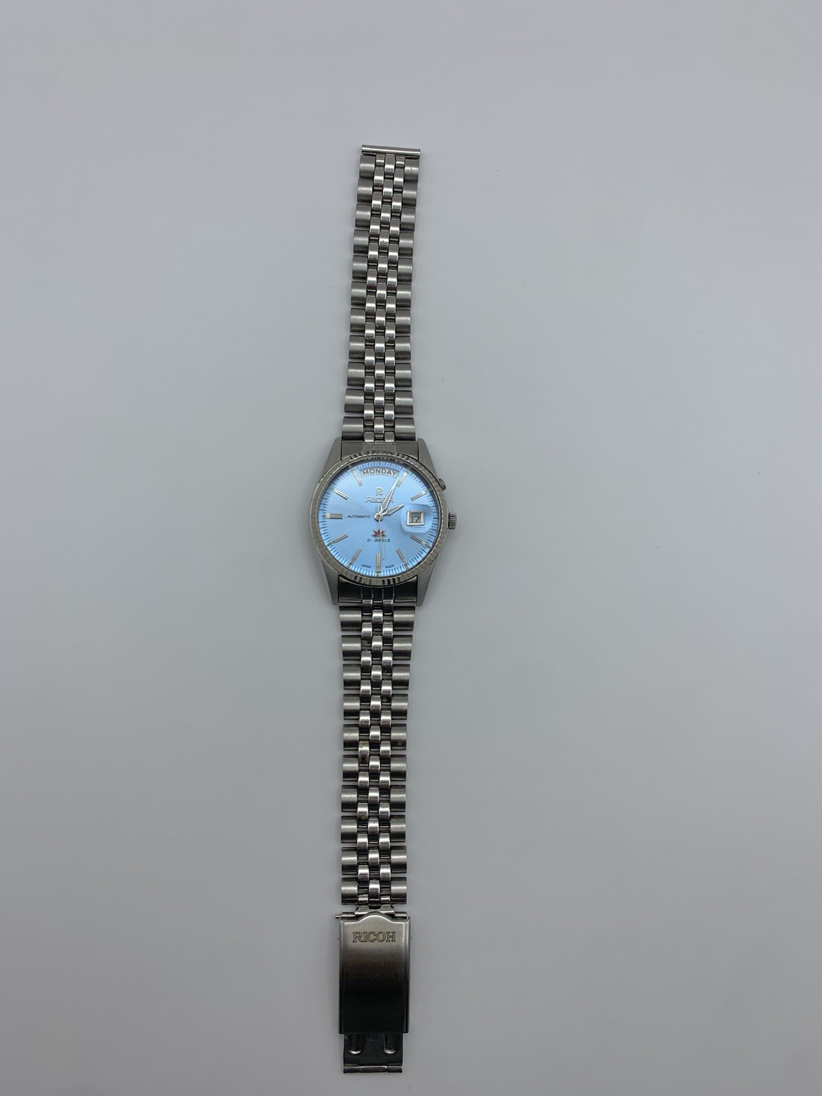Ricoh President 061121 Automatic 21 Jewels Ice-Blue Dial Men’s Wristwatch Japan.
