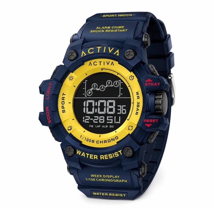 Activa Summit X by Invicta is a 50mm digital watch dark blue and yellow
