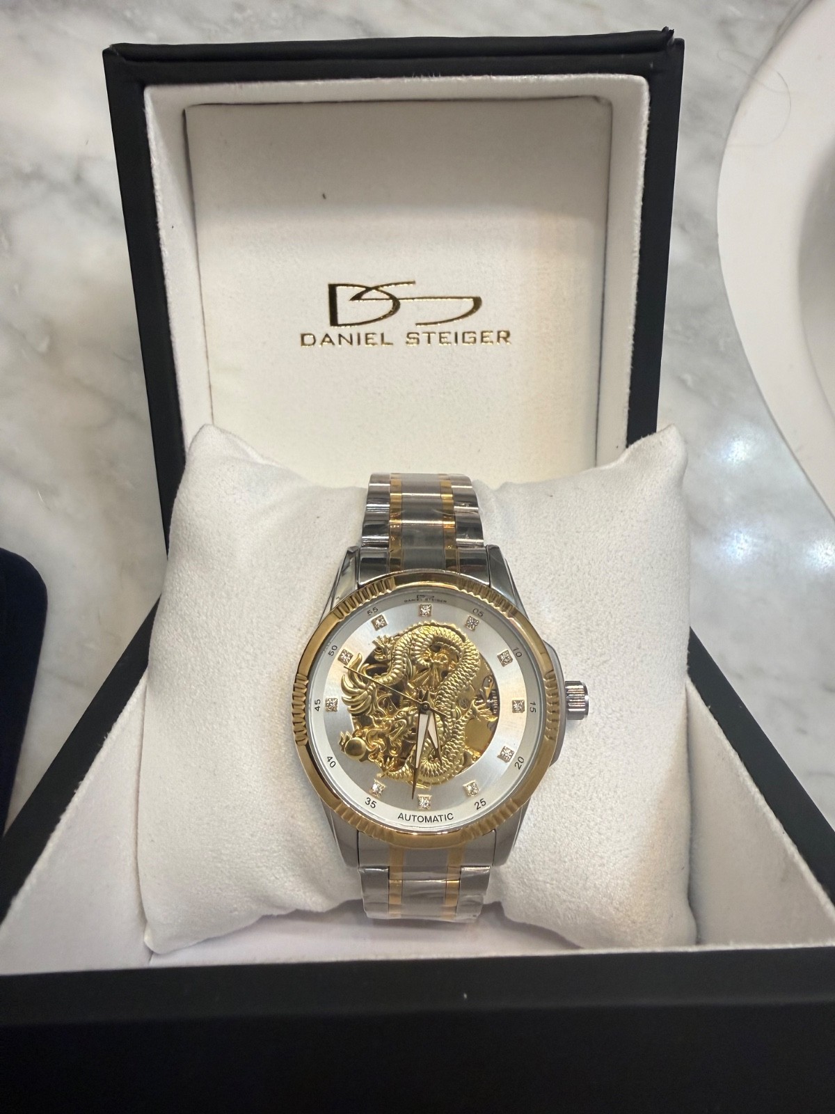 Daniel Steiger Automatic Skeleton Dragon Dial Men’s Watch Two-Tone NIB Working