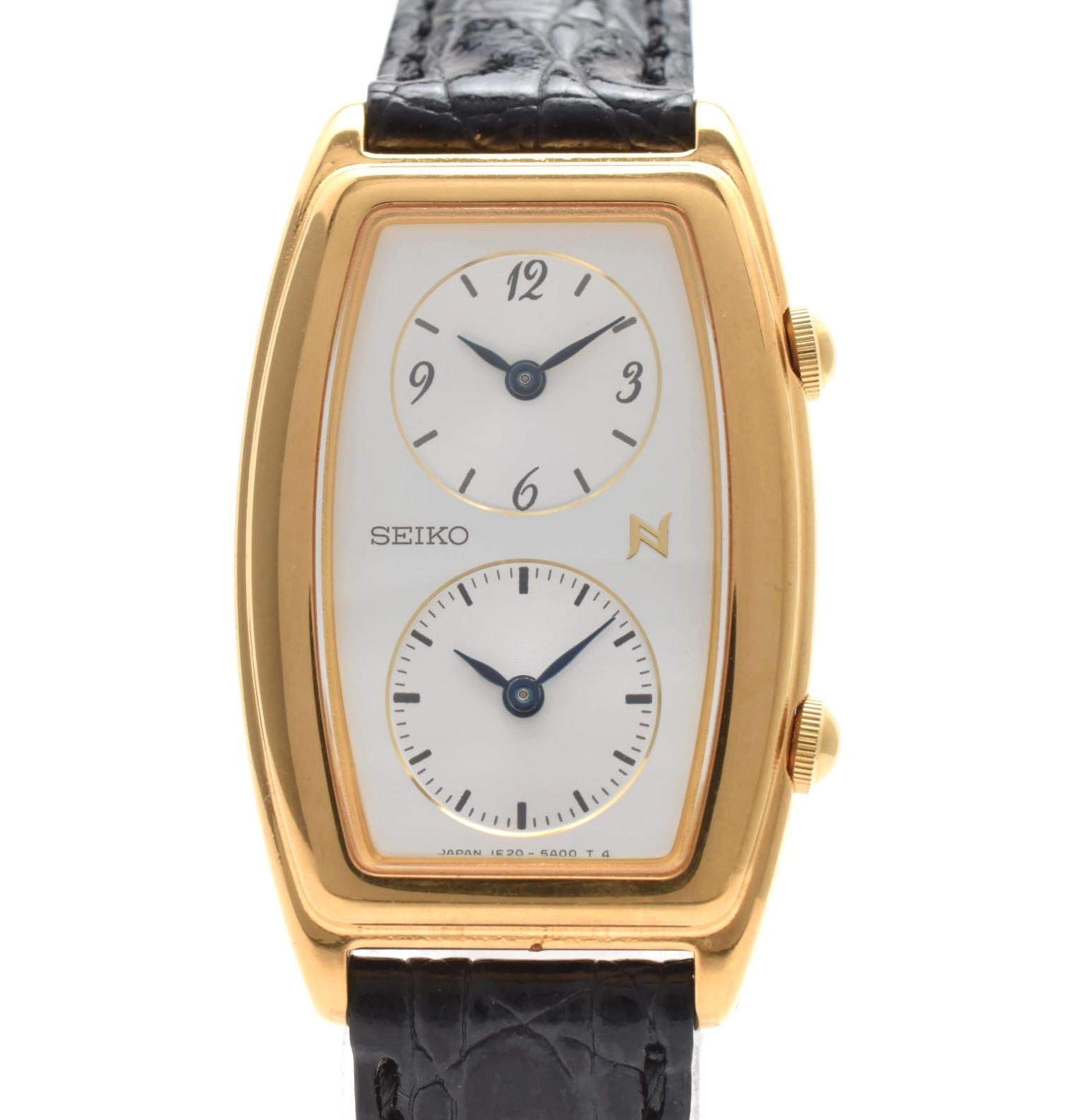 Vintage SEIKO Noie 1E20-3A00 21mm Dual Time Gold Quartz Women’s Watch JAPAN