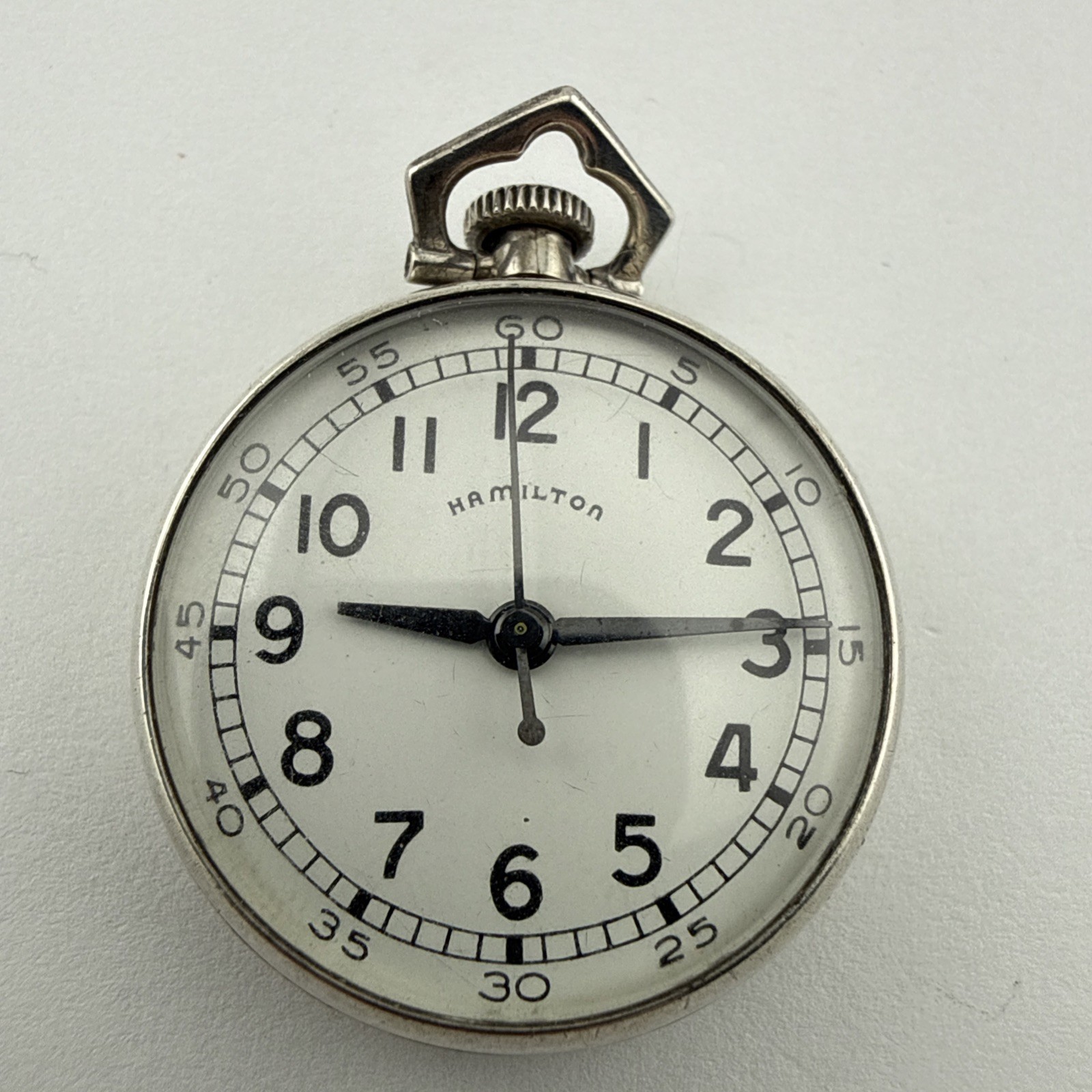HAMILTON 987S Sterling Silver Hacking Second Pocket Watch 6/0s 17j – Working