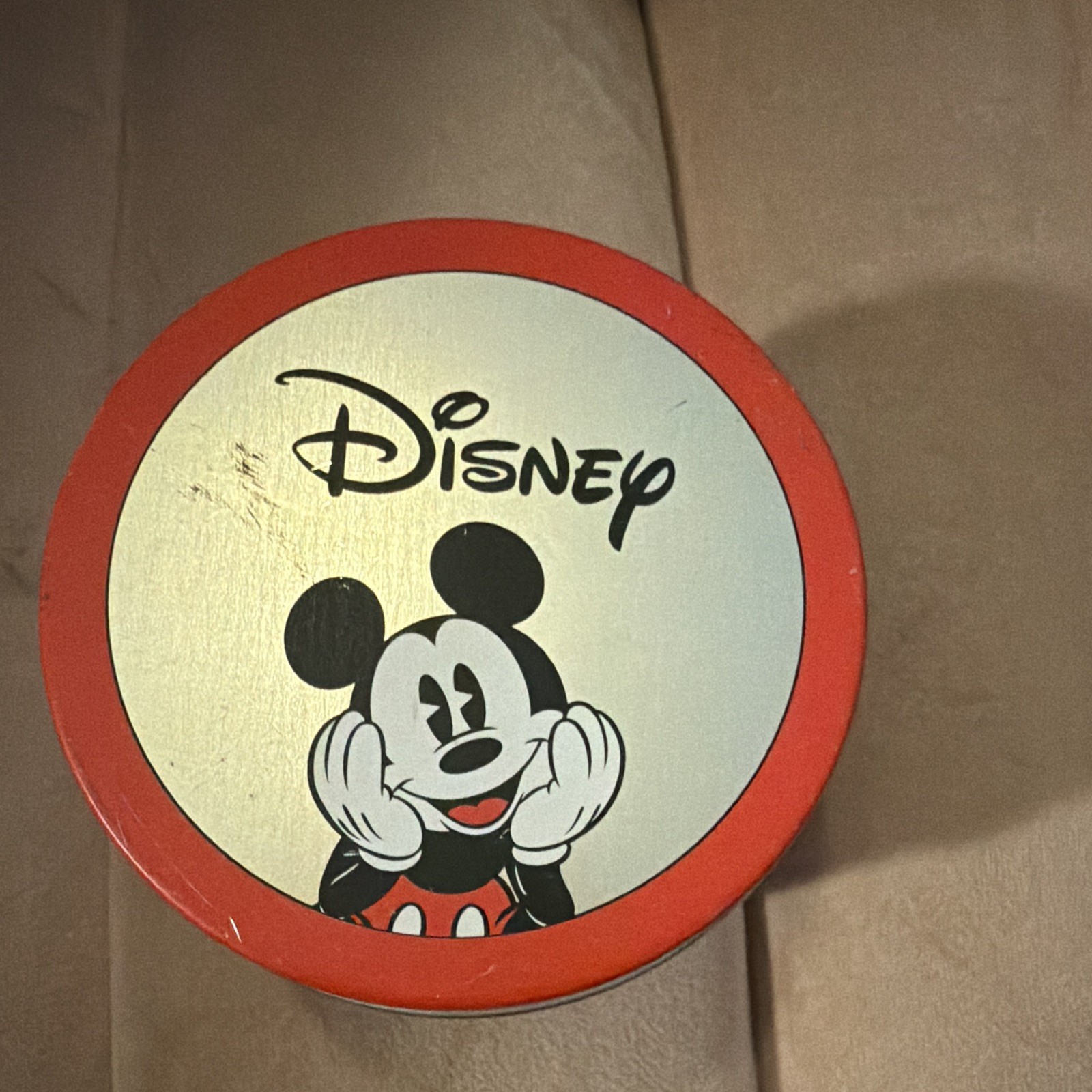 Vintage Disney Mickey Mouse Silver Pocket Watch w/ Chain & Original Tin