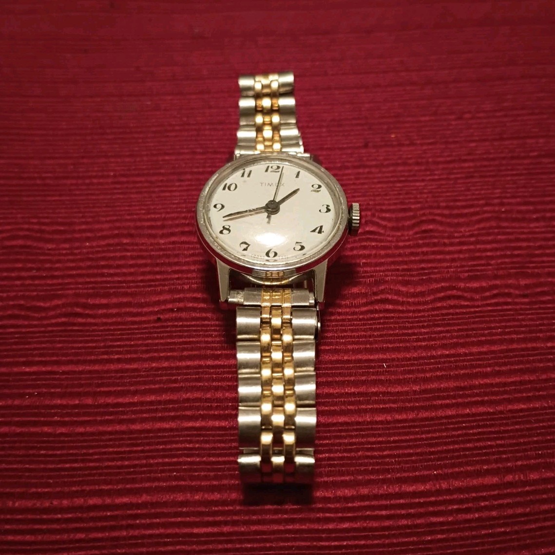 Vintage Timex Women’s Manual Wind Two-Tone Bracelet White Dial Arabic Numeral
