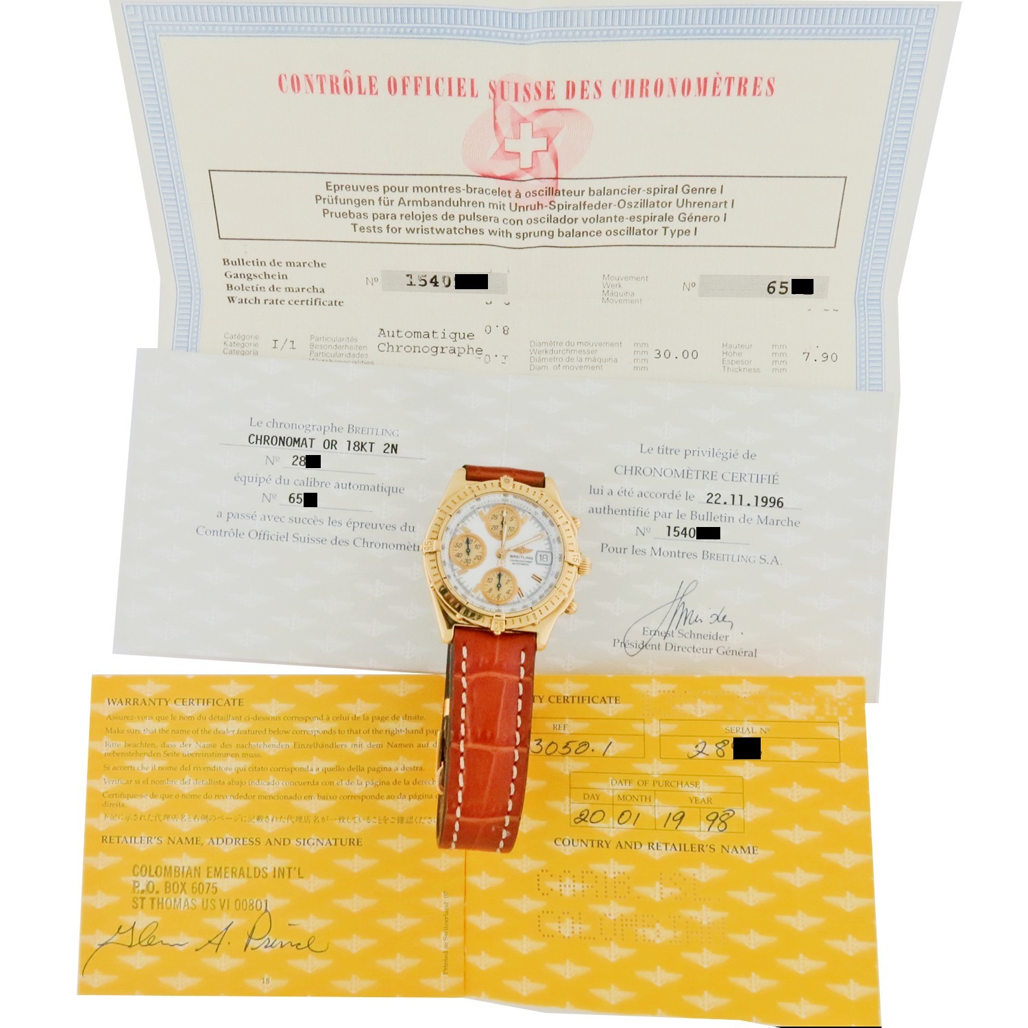Breitling Chronomat GT 18K Gold Automatic Chronograph 40mm K13050.1 w/Papers