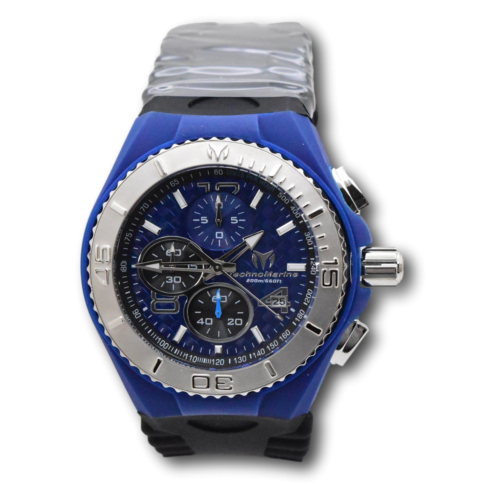TechnoMarine Cruise JellyFish Men’s 46mm Blue Weave Dial Chrono Watch TM-115114