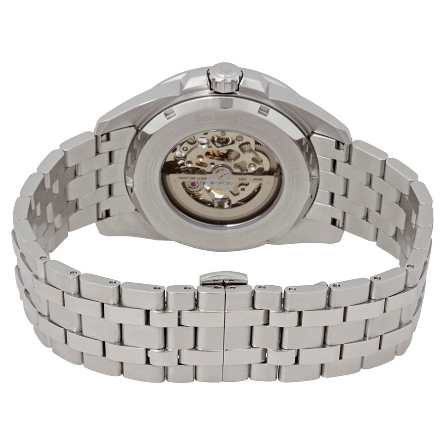 NEW BULOVA MEN’S SUTTON AUTOMATIC SKELETON BLUE ACCENT DIAL WATCH 96A187