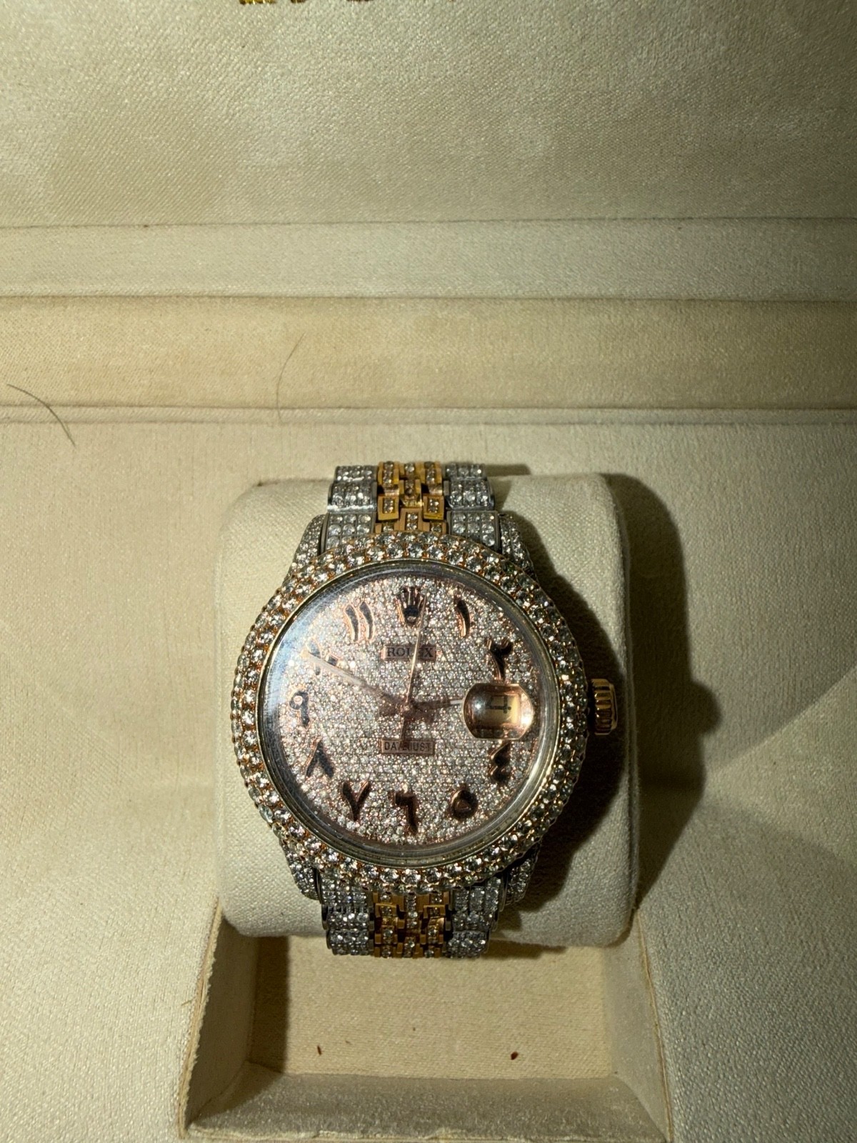 rolex datejust 36mm jubilee two tone diamond arabic dial