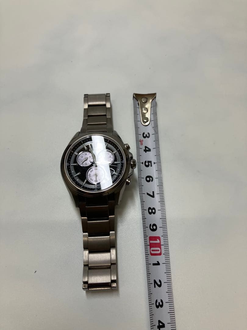 CITIZEN Eco-Drive E820-S096081 Used Watch Chronograph Box Manual Solar