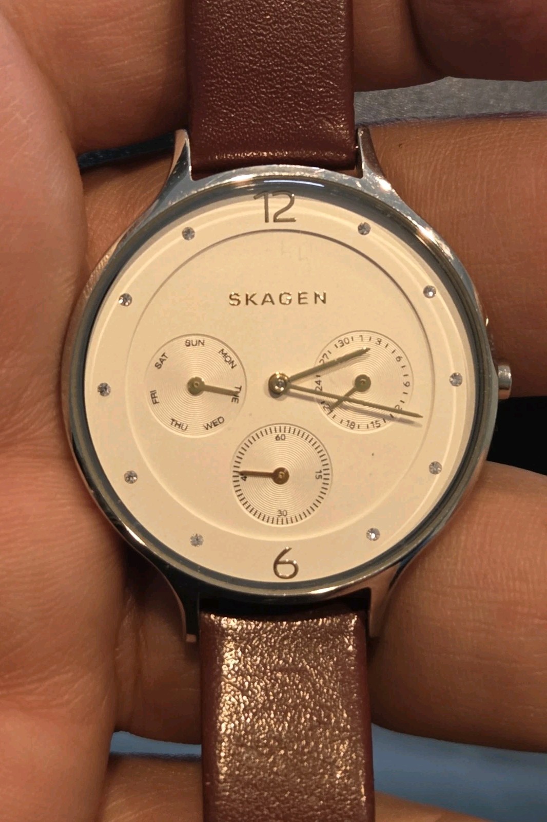 Skagen SKW2394 Anita Silver Dial Brown Leather Strap Multi Women’s Watch C38