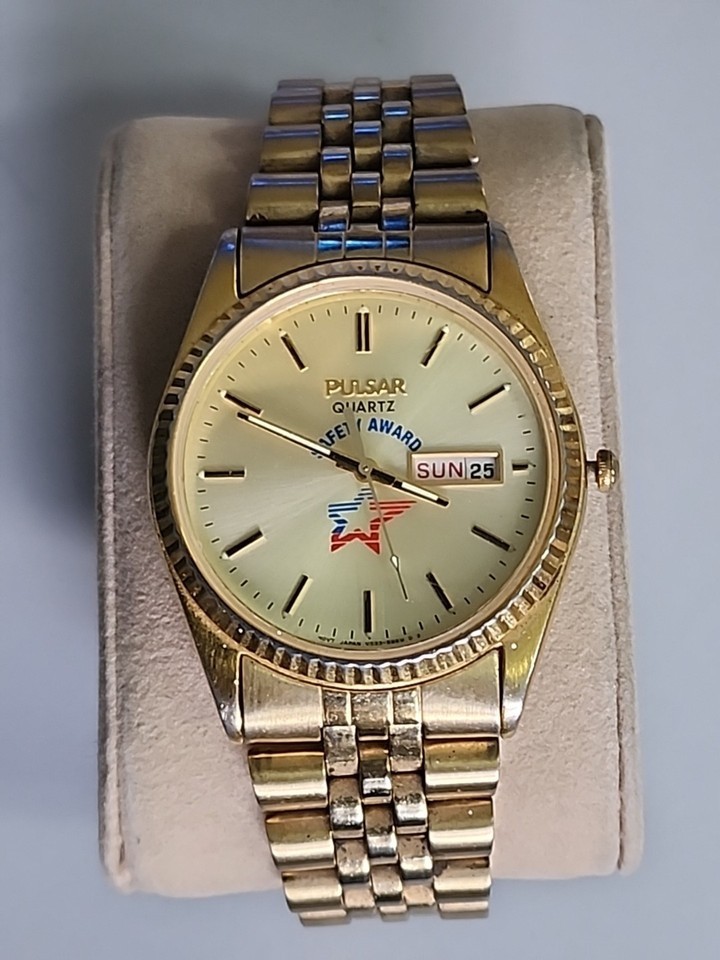 VTG Pulsar Oyster Day/Date Quartz Men’s Watch V533-8850 SAFETY AWARD New Battery