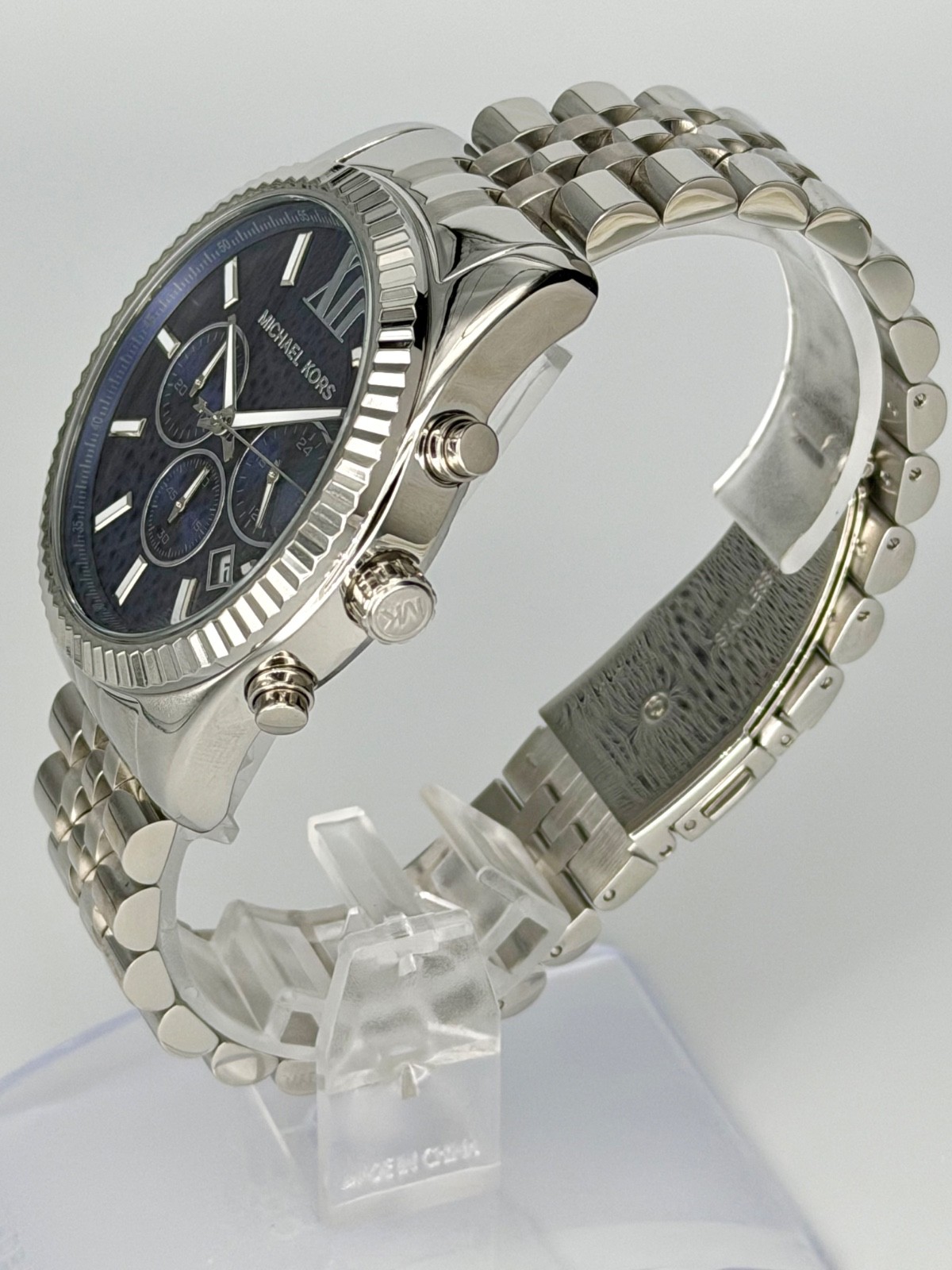 MICHAEL KORS Lexington MK8280 Chronograph 45 mm Navy Dial Silver Tone Wristwatch