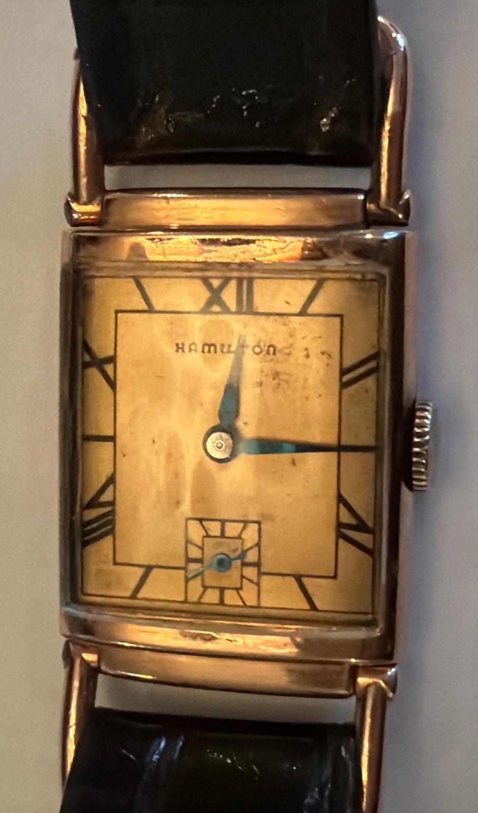 HAMILTON WILSHIRE DRIVERS WATCH FLEXIBLE LUGS 14K ROSE GOLD FILLED WATCH CAL 980