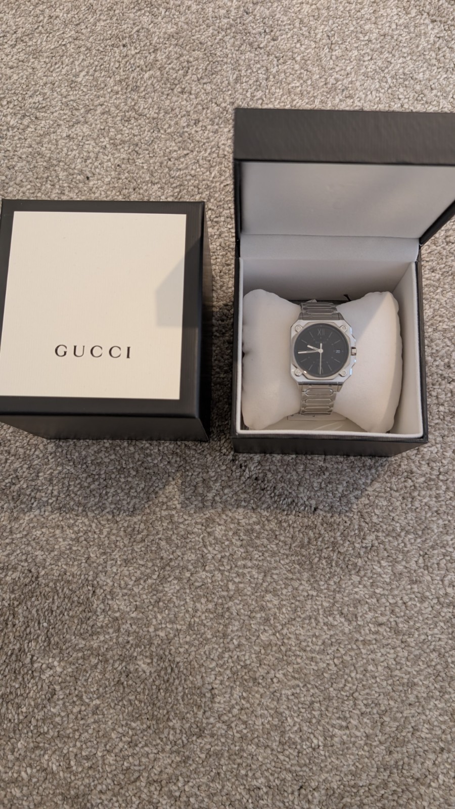 Gucci G-Flat Automatic 36mm Black Dial Men’s Watch YA166401 Stainless Steel NEW
