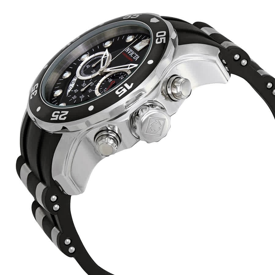 Invicta Men Pro Diver Ocean Master Chronograph Black Dial Black Rubber Watch