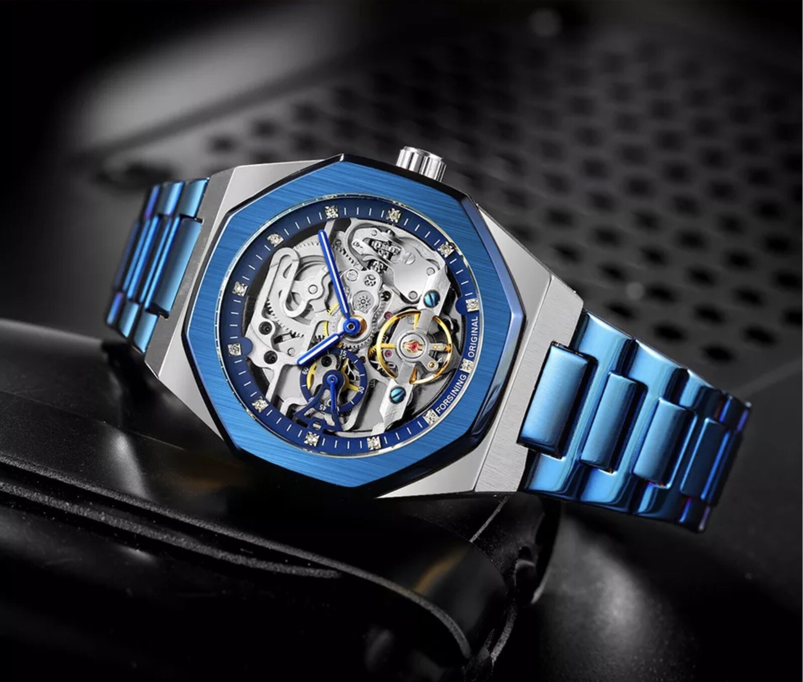 Men’s Skeleton Mechanical Luminous Luxury Waterproof Octagon Shape Watch