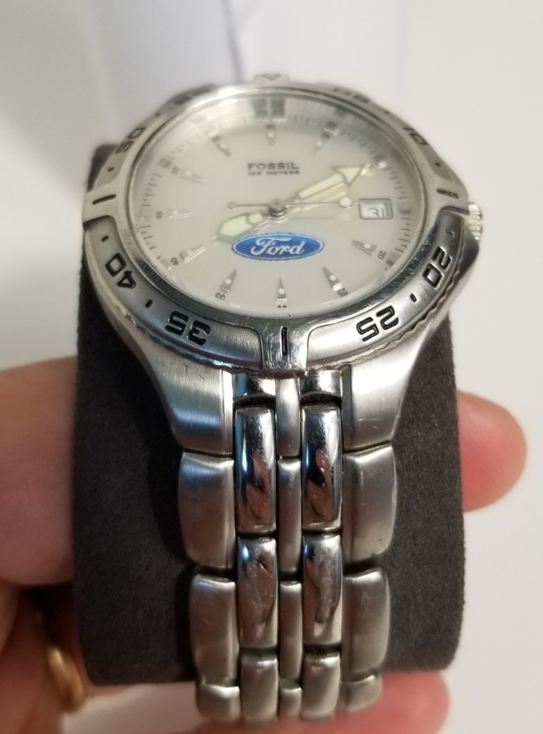 Fossil Ford Motor Silver Quartz Men’s Watch 100 Meters READ