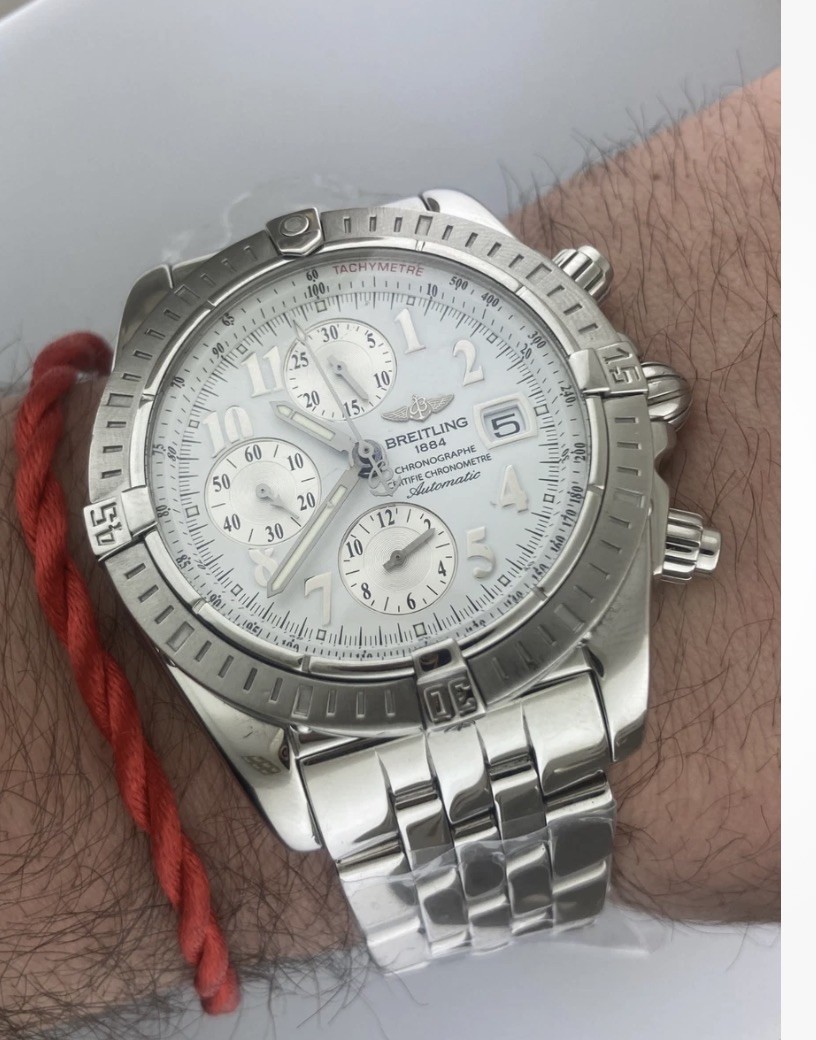 Breitling 44mm A13356 Chronomat Evolution White Dial Chronograph Automatic Date