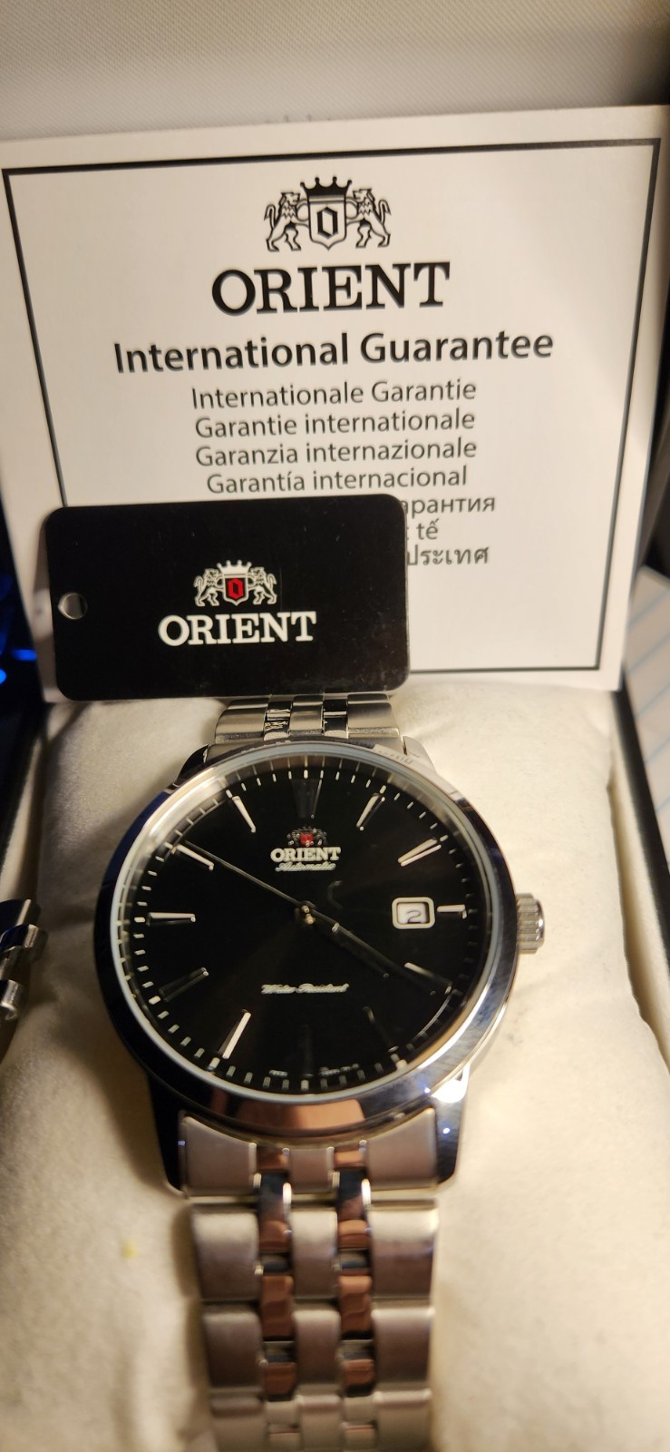 Orient Bambino Men’s Automatic 22J Black Dial Date SS Bracelet 50m WR