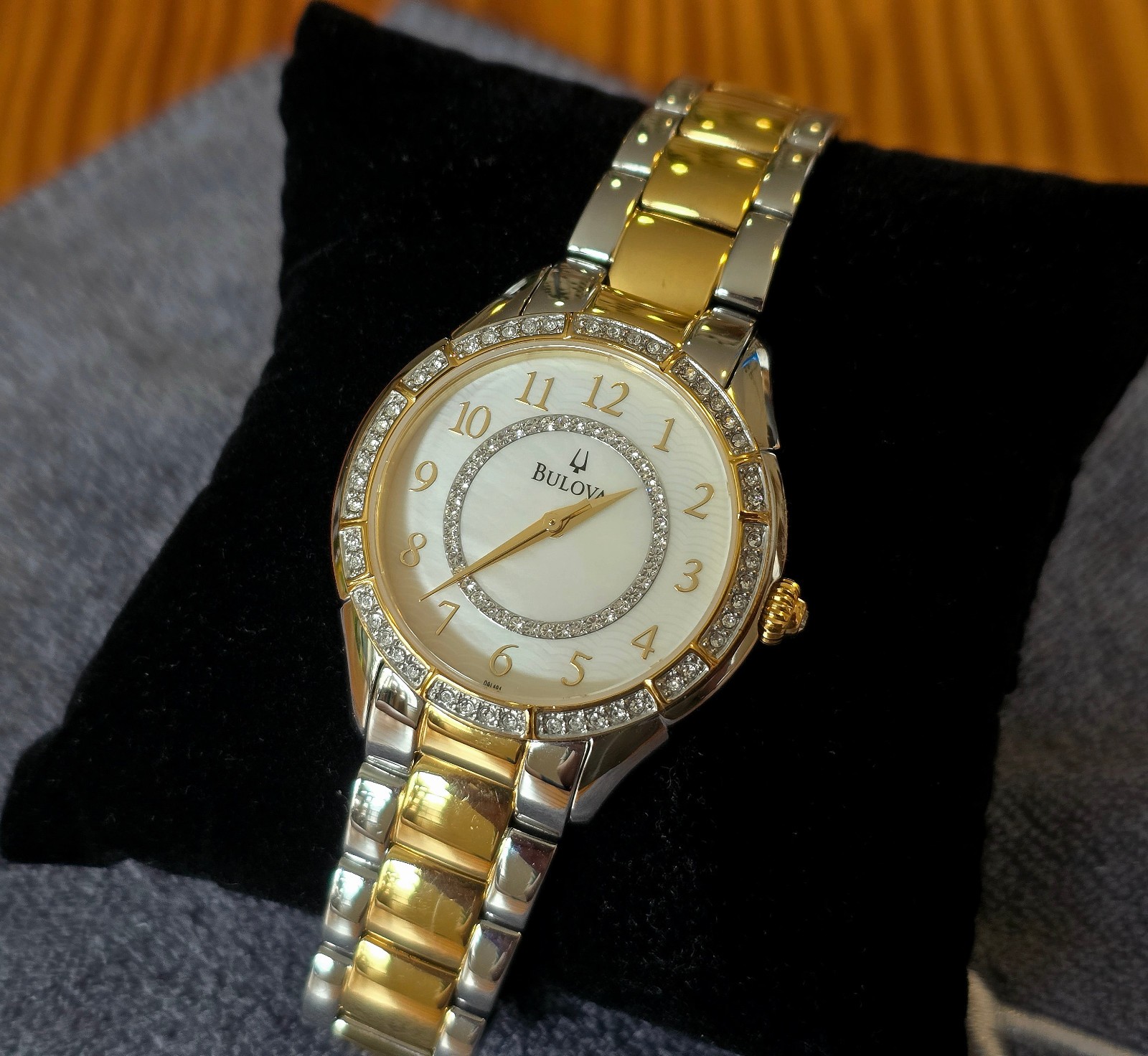 Bulova Women’s Watch, Mother of Pearl, Crystals, Two-Tone, 33 mm, 98L181