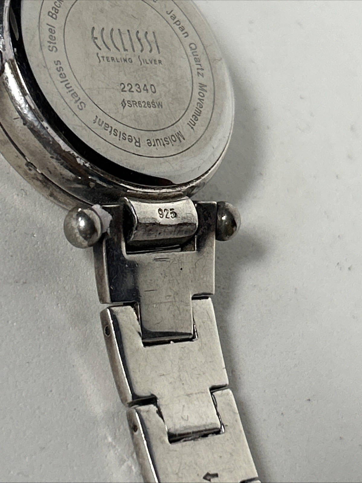 Solid 925 Ecclissi Sterling SilverWatchMother Of Pearl Dial Need Battery As Is