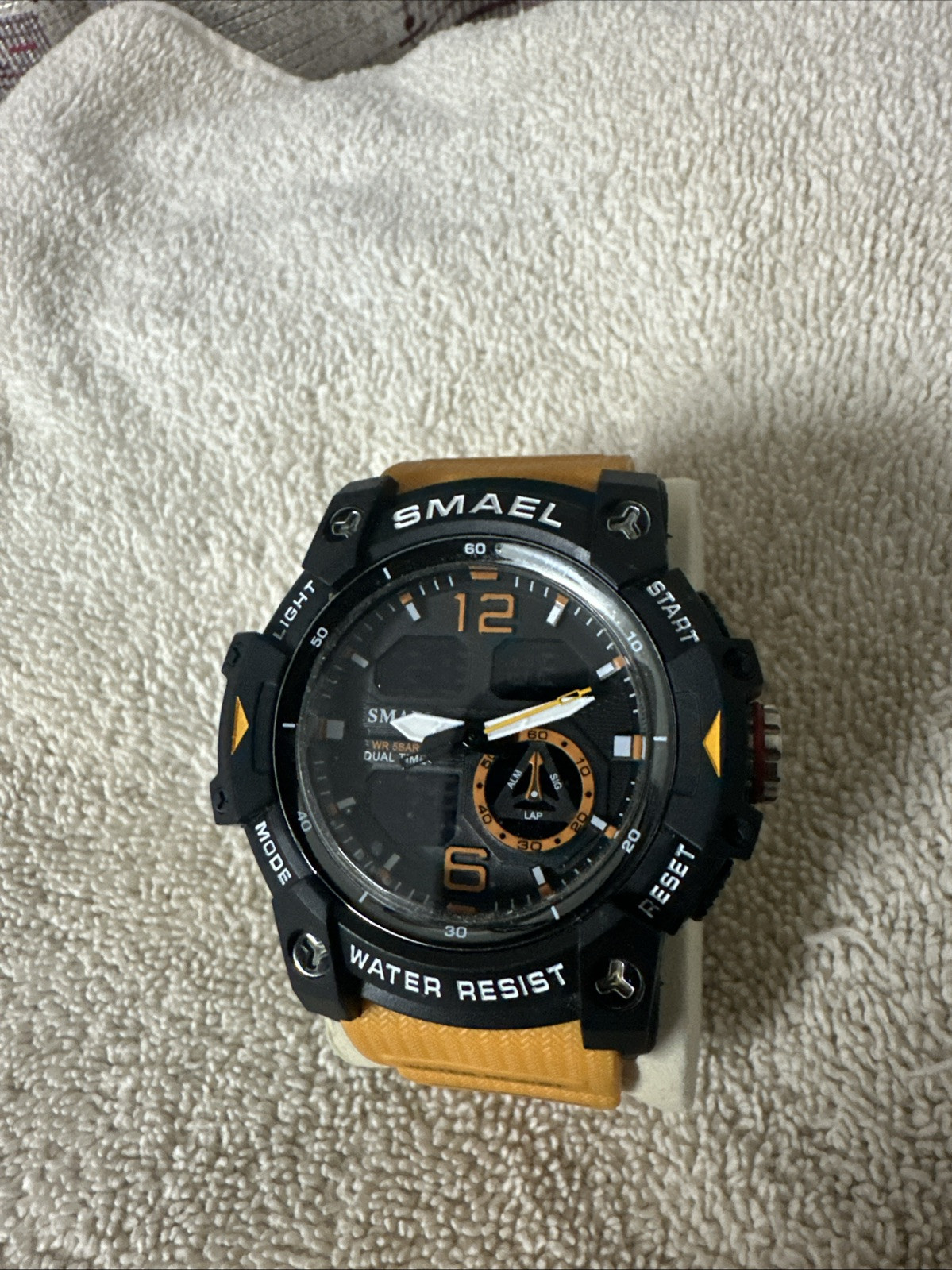 NEW, Digital Watch, Military/Sport, US Seller! By SMAEL, Model #8007, Blk/Orange