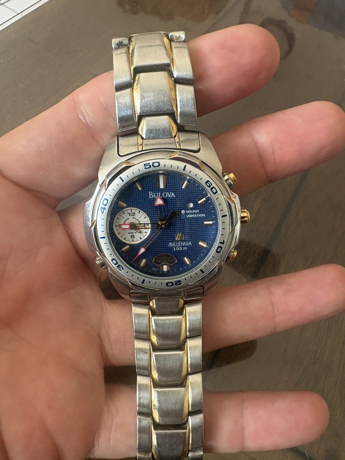 98A51 BULOVA MILLENNIA BLUE DIAL DUAL TONE MEN’S WATCH JB-34