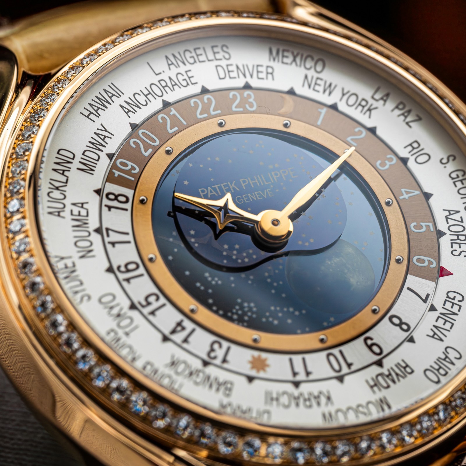 Patek Philippe World Time 175th Anniversary 7175R-001 Rose Gold Diamond Bezel