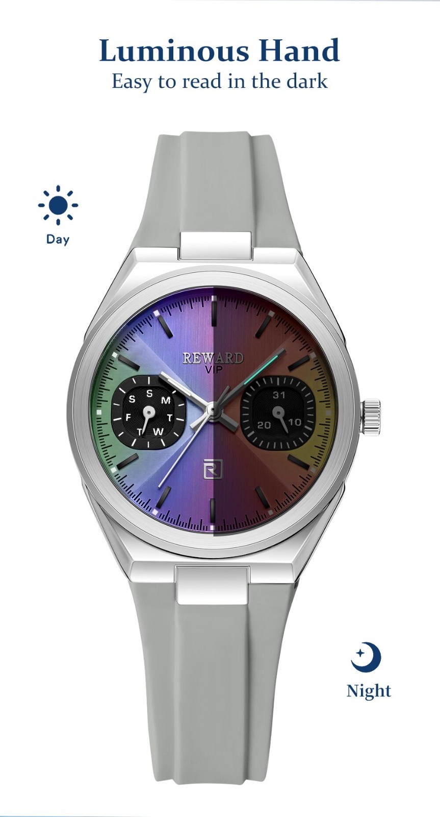 REWARD Women’s Week/Day Luminous Multifunction Calendar Couple Quartz Watch Gift