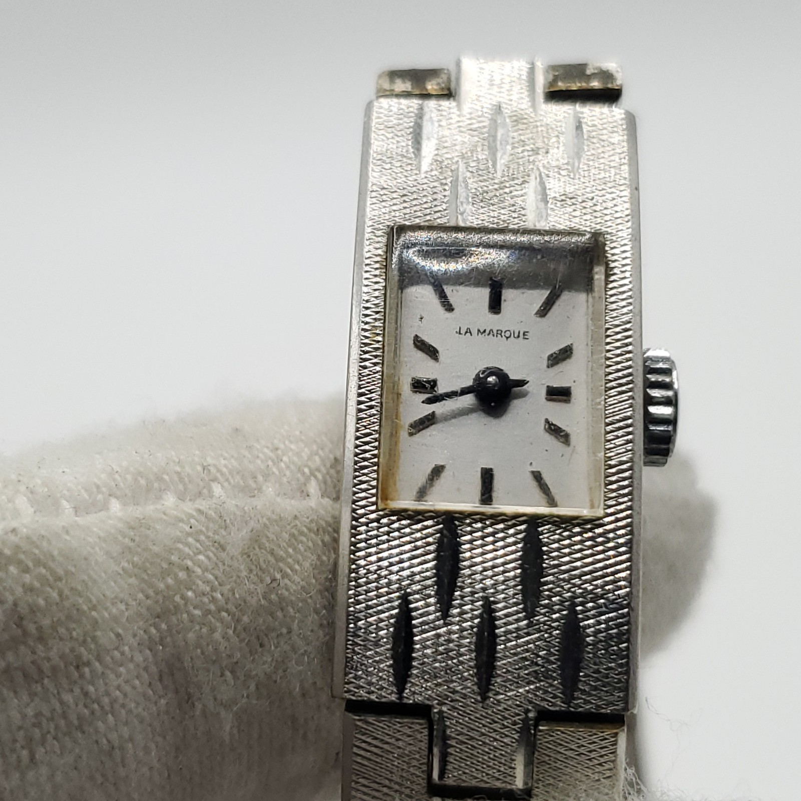 Vintage La Marque Mechanical Small Rectangle Dial Womens Watch 11mm Running 6.75