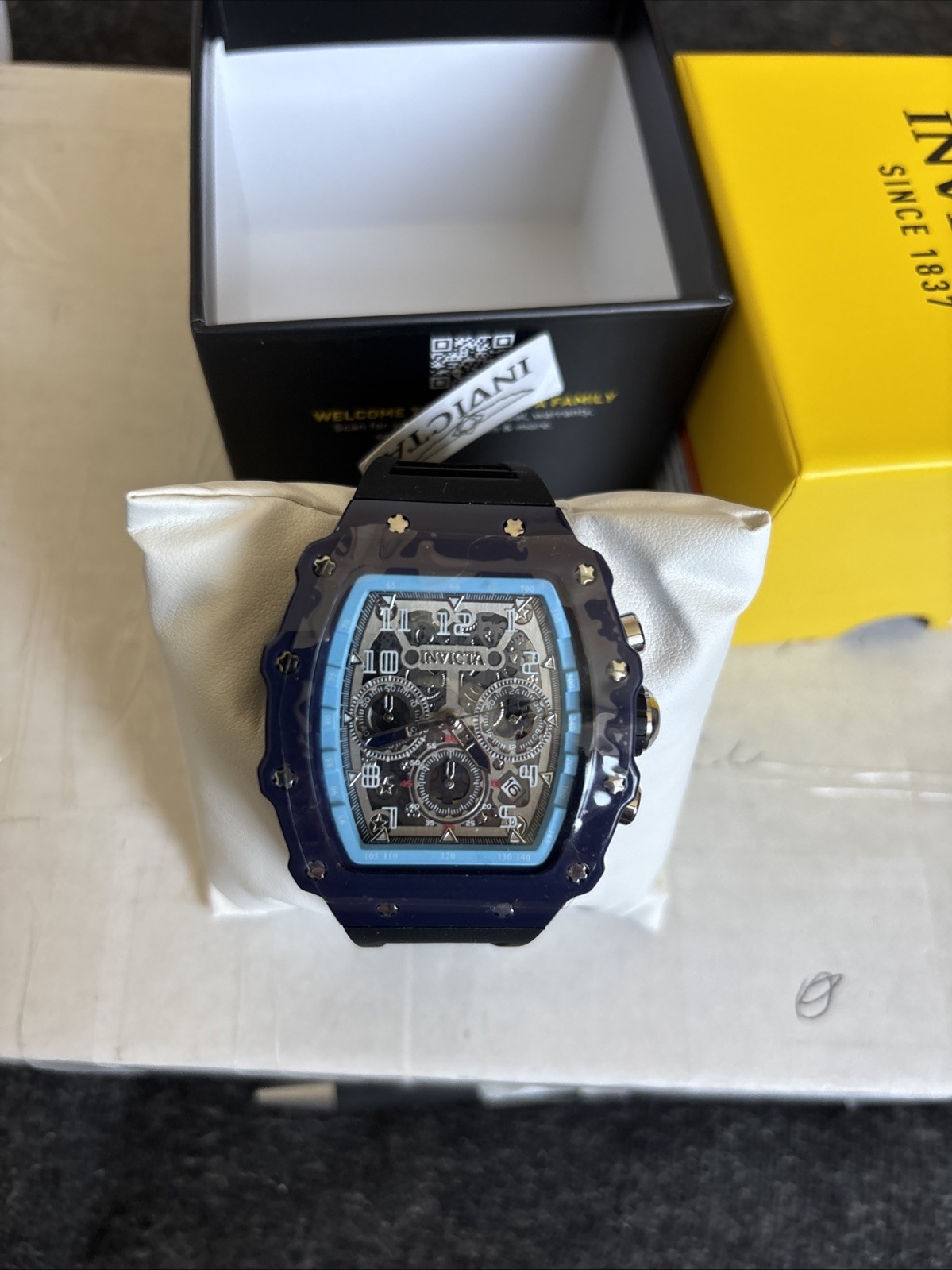 Mens Watch Invicta Racing Night Fall Nitro Gen Dark Blue Grey Skeleton 69707