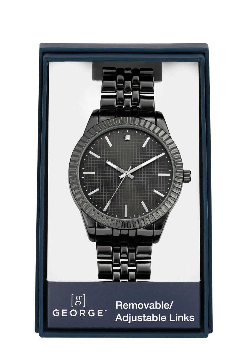 George Diamond Men’s Stainless Steel Bracelet Watch Gunmetal Grey Adjustable WOW