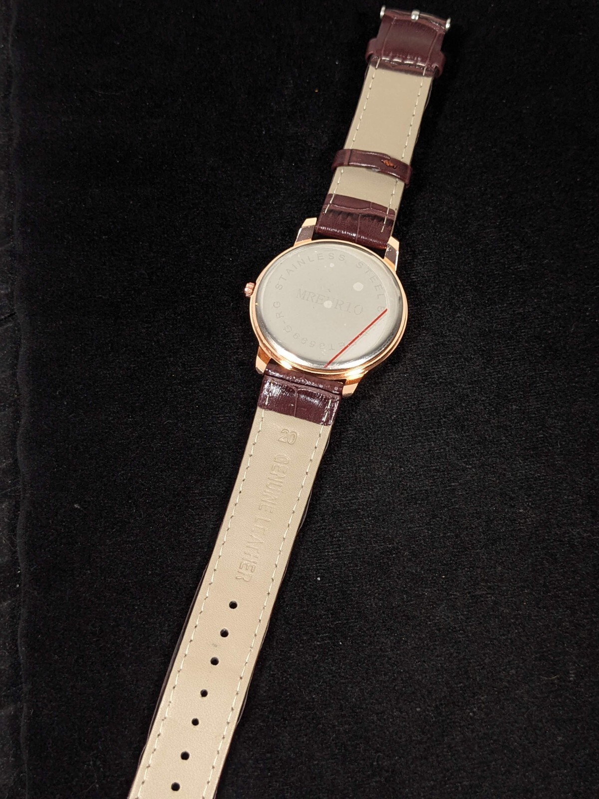 Mreurio White Dial Round Gold Tone Case Brown Leather Band Watch